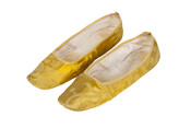 Yellow damask slippers belonging to Rachel Gratz Etting (1764-1831), wife of Solomon Etting (1764-1847).