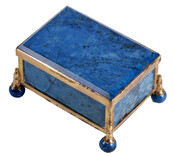 Snuffbox with panels of lapis lazuli, a gold frame, and spherical lapis feet. May have bee acquired by Elizabeth Patterson Bonaparte (1785-1879) while in Paris, France.
