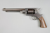 Starr's patented six-shooter revolver with wooden handle. The pistol's serial number 30321, but the cylinder is marked 30322. Issued to Thomas Holllingsworth Morris 1817-1872), a special constable in Baltimore on the Union side. This revolver was never used.