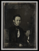 Daguerreotype portrait of Joseph Cushing (1806-1879), a Baltimore publisher and bookseller. In 1832, he married Ann MacKenzie (1811-1853), daughter of Colin MacKenzie of Baltimore. Their children were: Sarah Pinkerton (1834-1924), married Thomas J. Morris; Joseph MacKenzie (1835-1902); Colin (1837-1838); Ann (1838-1920); and Wiley Edmands (1841-1903), married Emily Grace Marriott.