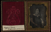 Daguerreotype portrait of Virginia Catherine Alexander Burke (1828-1876), daughter of Captain John Alexander (-1869) of Baltimore and New York. In 1844, she married John M. Burke (1821-) of New Orleans, and the couple were parents to John (1848-); Mary Virginia (1850-); and Henry (1854-).