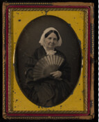 Daguerreotype portrait of Elizabeth Galt Harrison (1776-1863). In 1800, she married Hall Caile Harrison (1774-1839), a Baltimore merchant. The couple were parents to: Elizabeth (1800-1801); William Gilpin (1802-1883), married Ann E. Ross; Thomas (1804-1829); Mary Caile (1805-1873), married Thomas Oliver; Robert Galt (1807-1811); Hugh T. (1810-1872), married Eliza C. Thompson; John Caile (1812-1859); Margaret Sprigg…