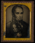 Daguerreotype portrait after a painting of Jérôme-Napoléon Bonaparte (1784-1860), the youngest brother of Napoleon Bonaparte and King of Westphalia, 1807-1813. In 1803, he married Elizabeth Patterson (1785-1879), the daughter of William Patterson, a wealthy Baltimore merchant. The couple met during Bonaparte's visit to the United States, and were married by John Carroll, the first Catholic…