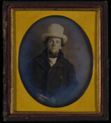 Daguerreotype portrait of James Willis Wilson (1823-1899), a physician. A native of Virginia, he moved in the 1840s to St. Charles, Missouri. He married Mary Hettie Meredith circa 1848. They were parents to: John Meredith (1848-1920); Margaret Virginia (1852-1925), married James eCoffin; Charles Woodson (1854-1926); Nathaniel Venable (1859-1911); Goodridge (1861-1928); Nancy Meredith (1864-1944); James Woodson…