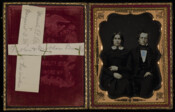 Daguerreotype portrait of Daniel Bower Banks (1796-1875) and his wife, Margaret Sheward Whitelock Banks (1805-1871). Daniel Banks was a Baltimore merchant and manufacturer, and owned the "Chatsworth" estate, west of Baltimore. He married Margaret, daughter of George Whitelock of Wilmington, Delaware, in 1830. The couple were parents to: Mary Catherine (1832-1859), married Samuel Woolston; Sarah…