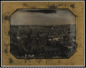 View of Baltimore, Maryland, looking east from atop the Phoenix Shot Tower and showing the Church Home and Hospital. This full-plate daguerreotype is part of a series of photographs considered to be the first comprehensive photographic recording of Baltimore City.