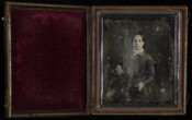 Daguerreotype portrait of Mary Evans Clayton (1834-1909), daughter of Dr. Amos Alexander Evans (1785-1848) of Elkton, Maryland. In 1861, she married James White Clayton. They had one son, Paul Clayton (1862-1932).