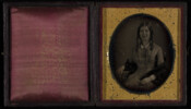 Daguerreotype portrait of Arabella Young Gittings (1816-1861), daughter of William Loney Young (1785-1842) of Baltimore. In 1848, she married Dr. David Sterrett Gittings (1797-1887) of Baltimore as his second wife. The couple were parents to Elizabeth Mary Bose Gittings (1853-1928), mother of William Bose Marye.