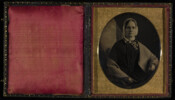 Daguerreotype portrait of Sarah Sprigg Long (1829-1911), wife of James Hampton Long (1826-1874) of Cumberland, Maryland. They were parents to: Floyd (1870-); and Mary (1873-1928), married Francis Stewart Deekens.