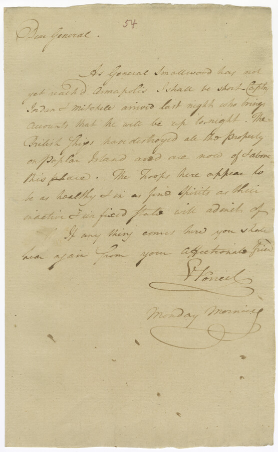 Letter from Uriah Forrest to Mordecai Gist