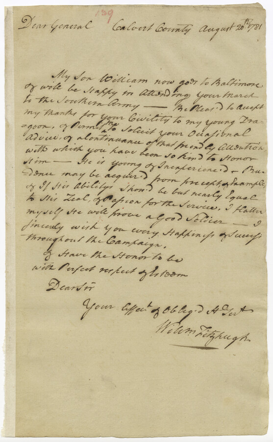 Letter from William Fitzhugh to Mordecai Gist