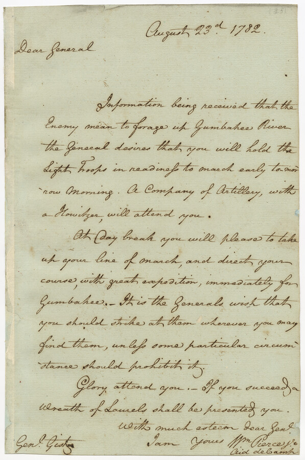 Letter from William Pierce to Mordecai Gist