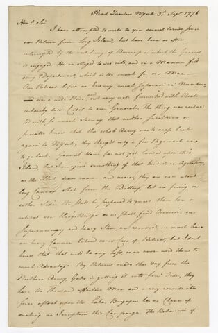 Letter from Tench Tilghman to James Tilghman — 1776-09-03