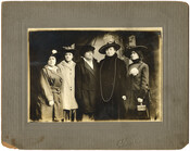 West Baltimore suffragists gathered for a visit with Margaret Murray Washington (second from right, in velvet and pearls). Washington was an educator and activist who, while married to Booker T. Washington, played a significant role in the administration of Tuskegee University. The individuals on Washington's left are believed to be Ida Cummings, Minnie Gaines, and…